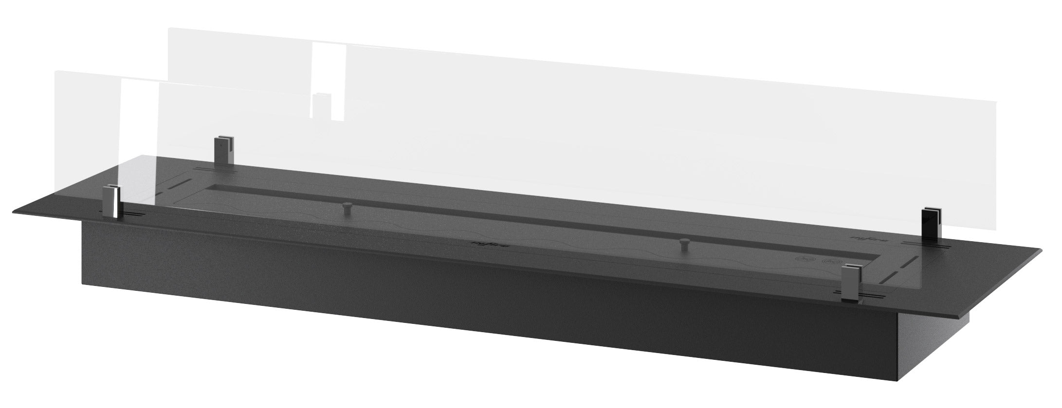 Bruciatore a Bioetanolo da Incasso 120x32x15 cm Insert Slim 1200 Nero con Vetro