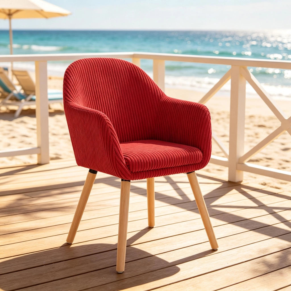 SEDIA Imbottita con Braccioli 53,5x46x83,5 cm Velluto a coste Rosso