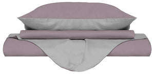 Copripiumino Matrimoniale con Sacco e Federe Doubleface Rosa Antico/Grigio Chiaro