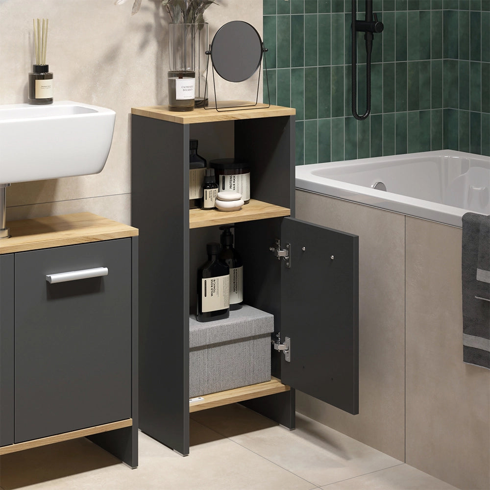 Vicco Set di mobili da bagno Antracite/quercia dorata 2 parti
