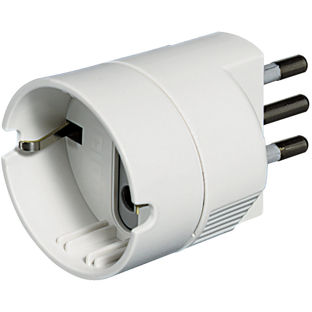 ADATTATORE SCHUKO CON SPINA 2P?T 10A BIANCO