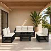 Set Divano da Giardino 8 pz Nero e Bianco Crema polyrattan 3437233