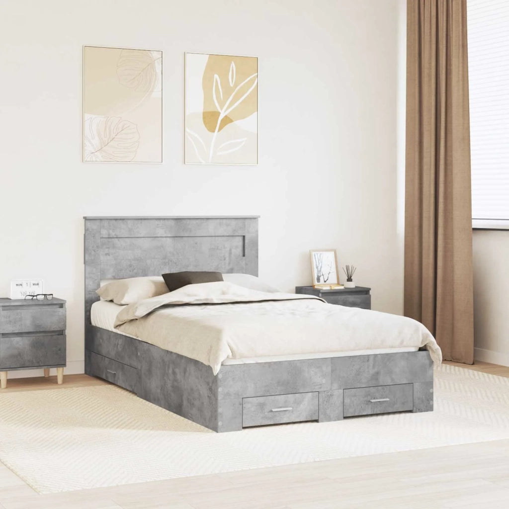 Struttura del letto con testiera Grigio cemento 120 x 190 cm