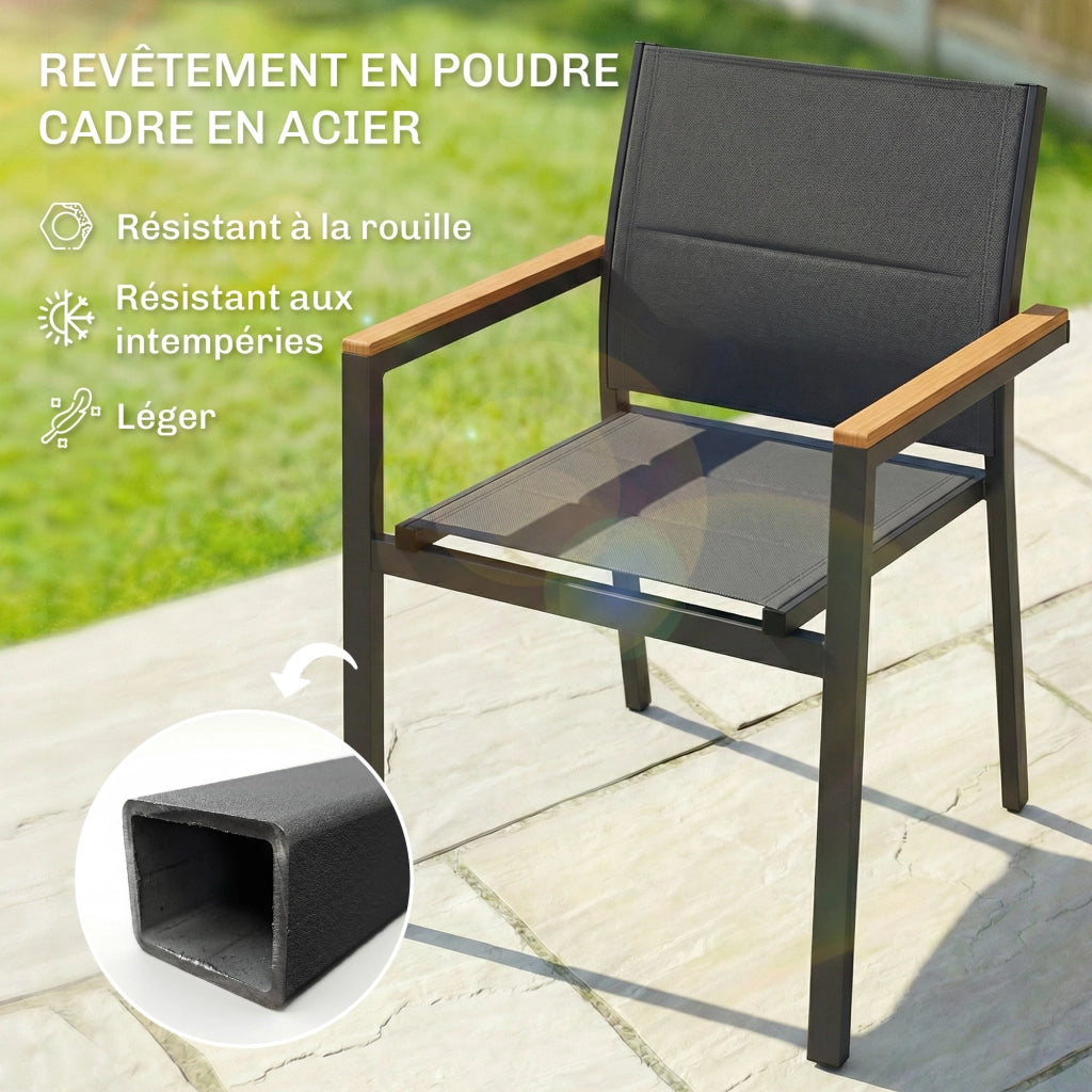 Set 2 Sedie da Giardino Imbottite e Impilabili ¨C zephmum ¨C Grigio Scuro 56x55x85cm