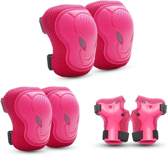 Protezioni ginocchia per bambini, protezioni gomito e ginocchia per bambini, set protezioni ginocchia, pattini in linea per bambini, protezioni per skateboard, bicicletta, rosa (protezioni gomito, ginocchia, polso)