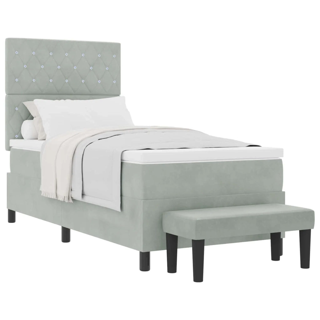 Letto a molle con materasso Grigio chiaro 90 x 200 cm Velluto 3344420