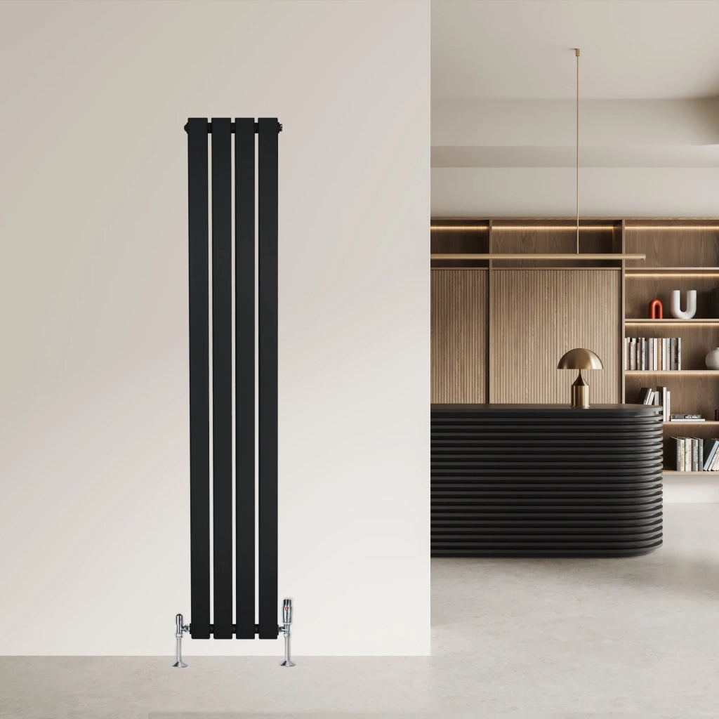 Radiatore Verticale Design Piatto Colonna Singola Nero 1600x280 mm