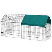 Gabbia per Conigli da Esterno 220x85x103 cm in Acciaio e Tessuto Oxford Verde