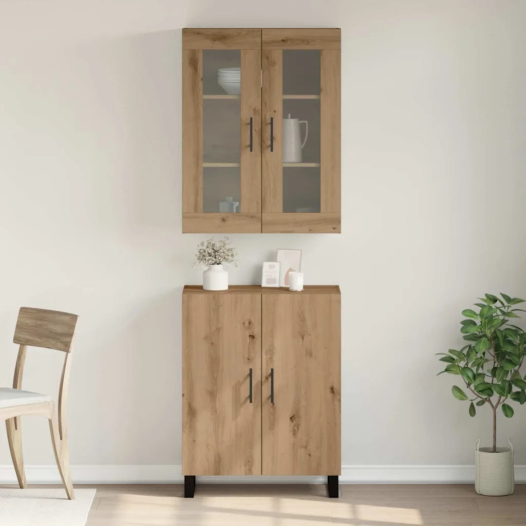 Credenza 2 pcs rovere artigianale Legno multistrato 3394522