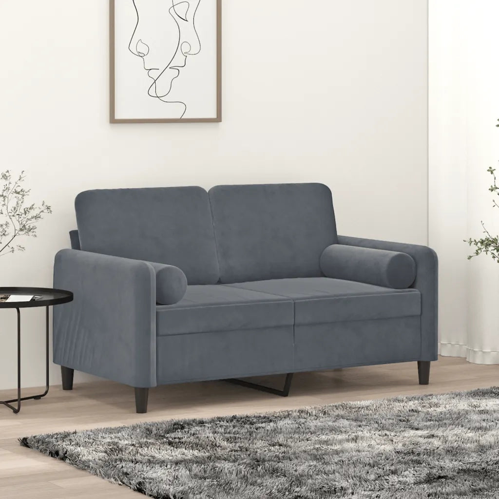 Divano a 2 Posti con Cuscini-Sofa 2 Posti con Cuscini Grigio Scuro 120 cm in Velluto 717713