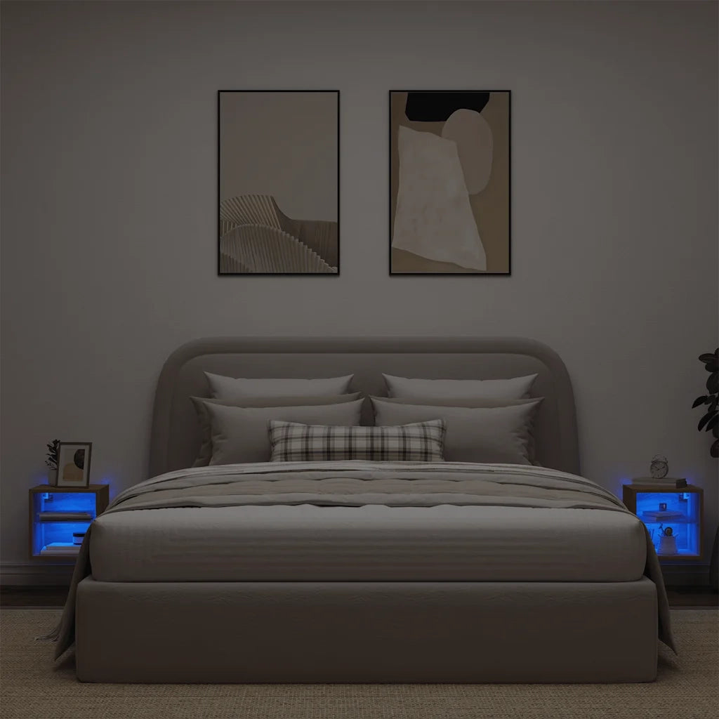 Mobili TV a Parete con Luci LED 2 pz Rovere Artigianale