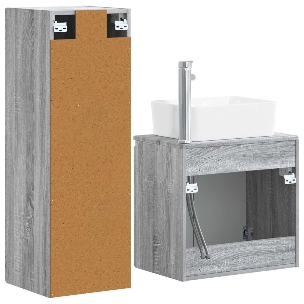 Set di mobili per il bagno 2 pz Sonoma grigio 3406129