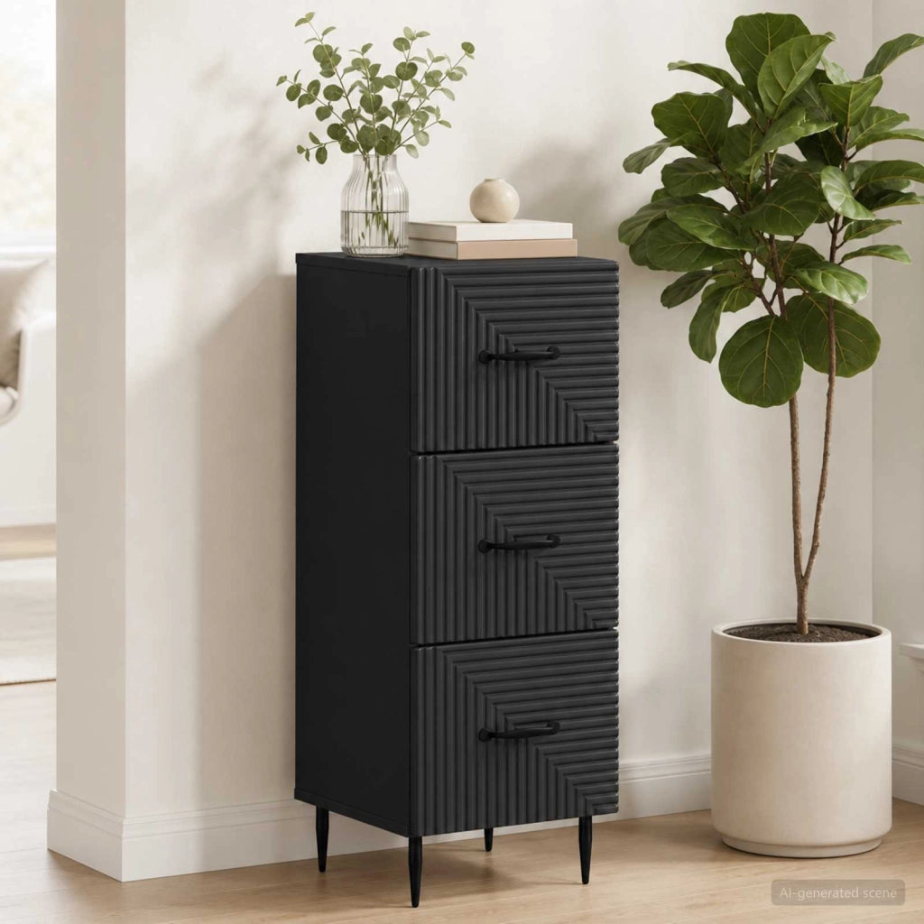 Mobile con Cassetti Nero 33 x 34,5 x 89,5 cm 894846