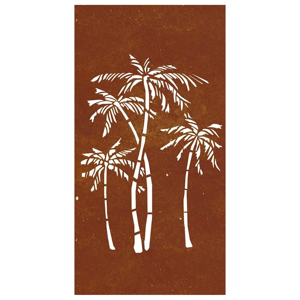 Decorazione Muro da Giardino 105x55 cm Palma in Acciaio Corten