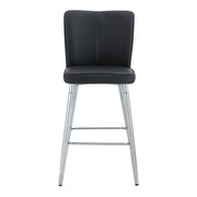 Set di 2 sgabelli da bar 63x44x101 cm in similpelle nera e metallo argento