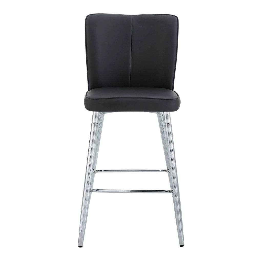 Set di 2 sgabelli da bar 63x44x101 cm in similpelle nera e metallo argento