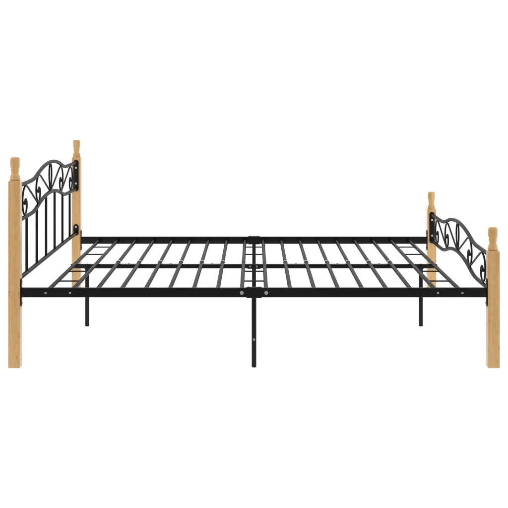 Giroletto Nero in Metallo e Legno Massello di Rovere 200x200 cm 324917