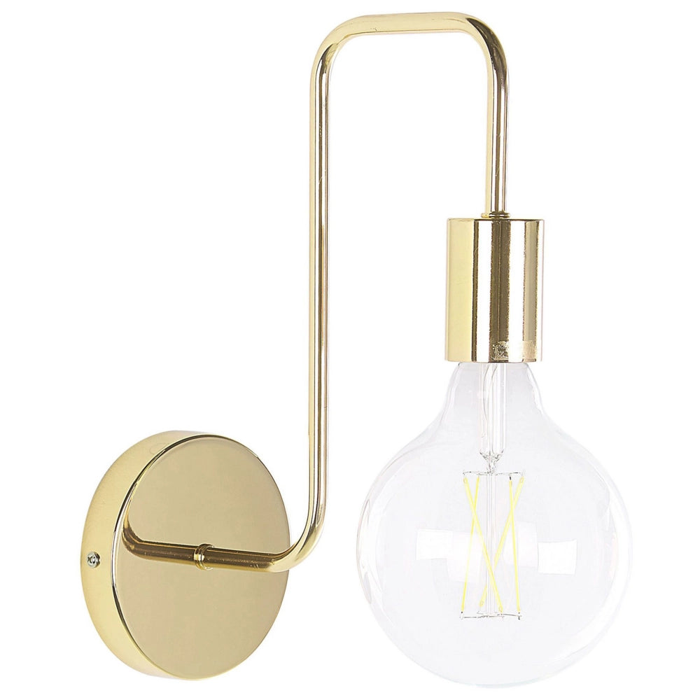 Lampada da Parete Applique in Metallo dorato Finitura Lucida Lampadina A Vista Glamour