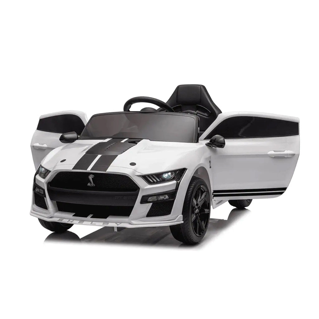 Macchina Elettrica per Bambini Licenza Ufficiale Ford Mustang Shelby Telecomandata 10,8V 3,1Ah Bianco