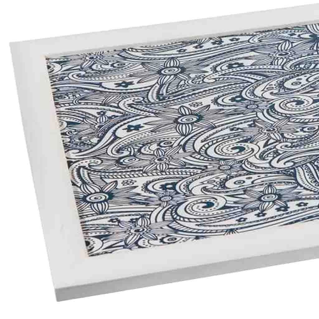 Vassoio in legno laccato bianco 43x33x5,5h
