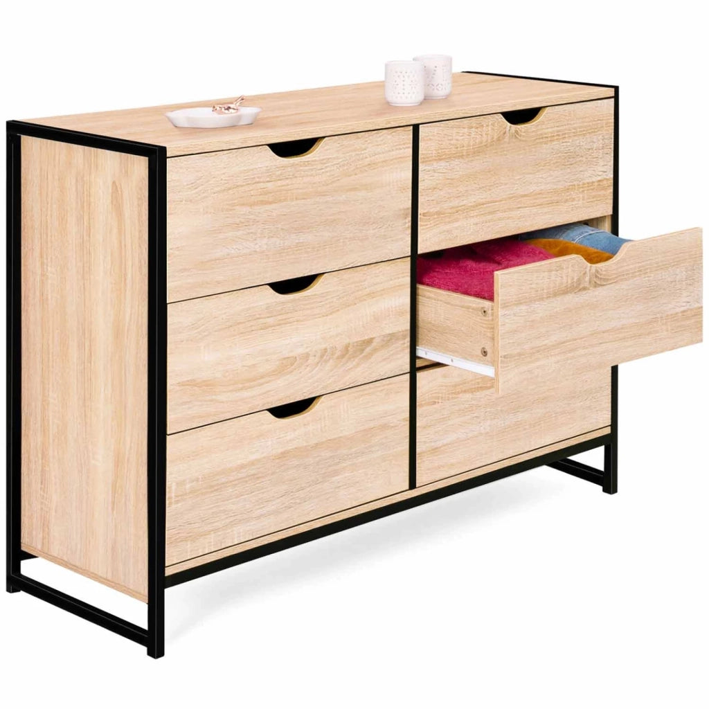 IDMarket - DETROIT Cassettone a 6 cassetti da 115 cm design industriale