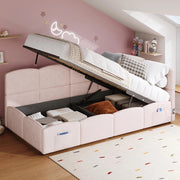 Letto Singolo Divano 90x200cm - Xylo - con Rete, USB, Velluto Rosa