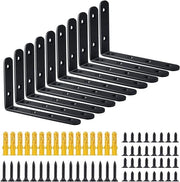 Sostegni in legno nero - Supporti angolari per parete - 10 pezzi - 125 mm x 75 mm