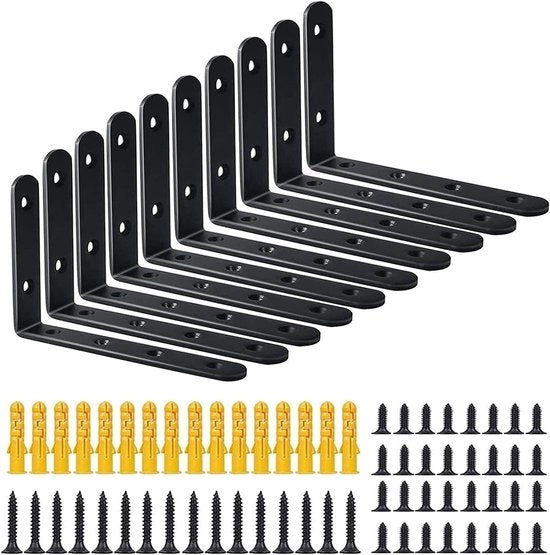 Sostegni in legno nero - Supporti angolari per parete - 10 pezzi - 125 mm x 75 mm