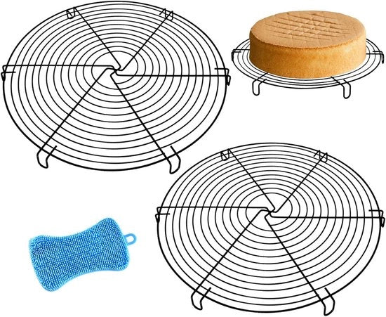 Fornello a cassetta in acciaio inossidabile – 2 pezzi – 32 cm – rotondo – con 6 piedini – per la raffreddatura di torte, biscotti e torte