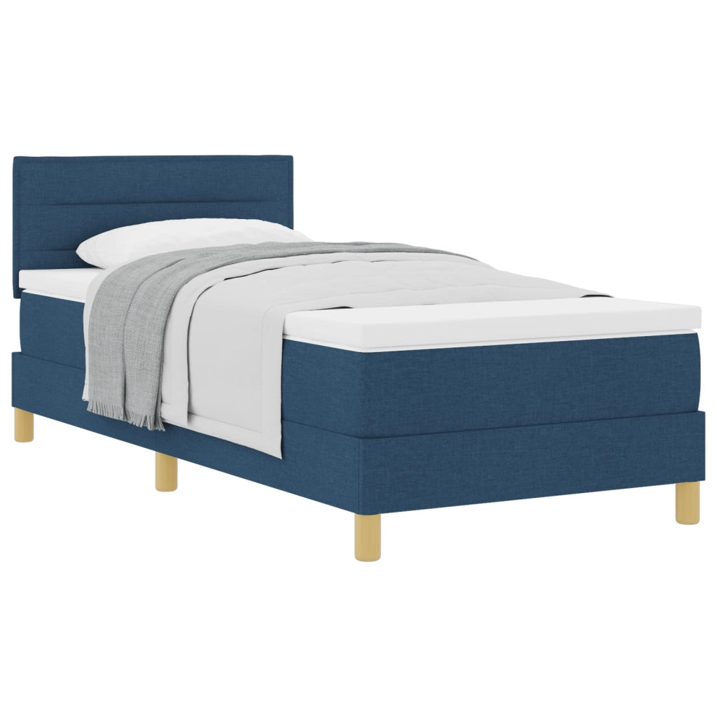 Letto Box Spring con Materasso Blu 90x200 cm Tessuto