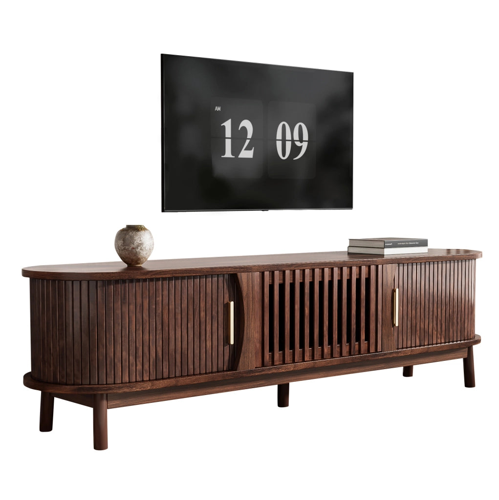 Mobile TV 165 cm in MDF marrone con ante scorrevoli e anta ribaltabile