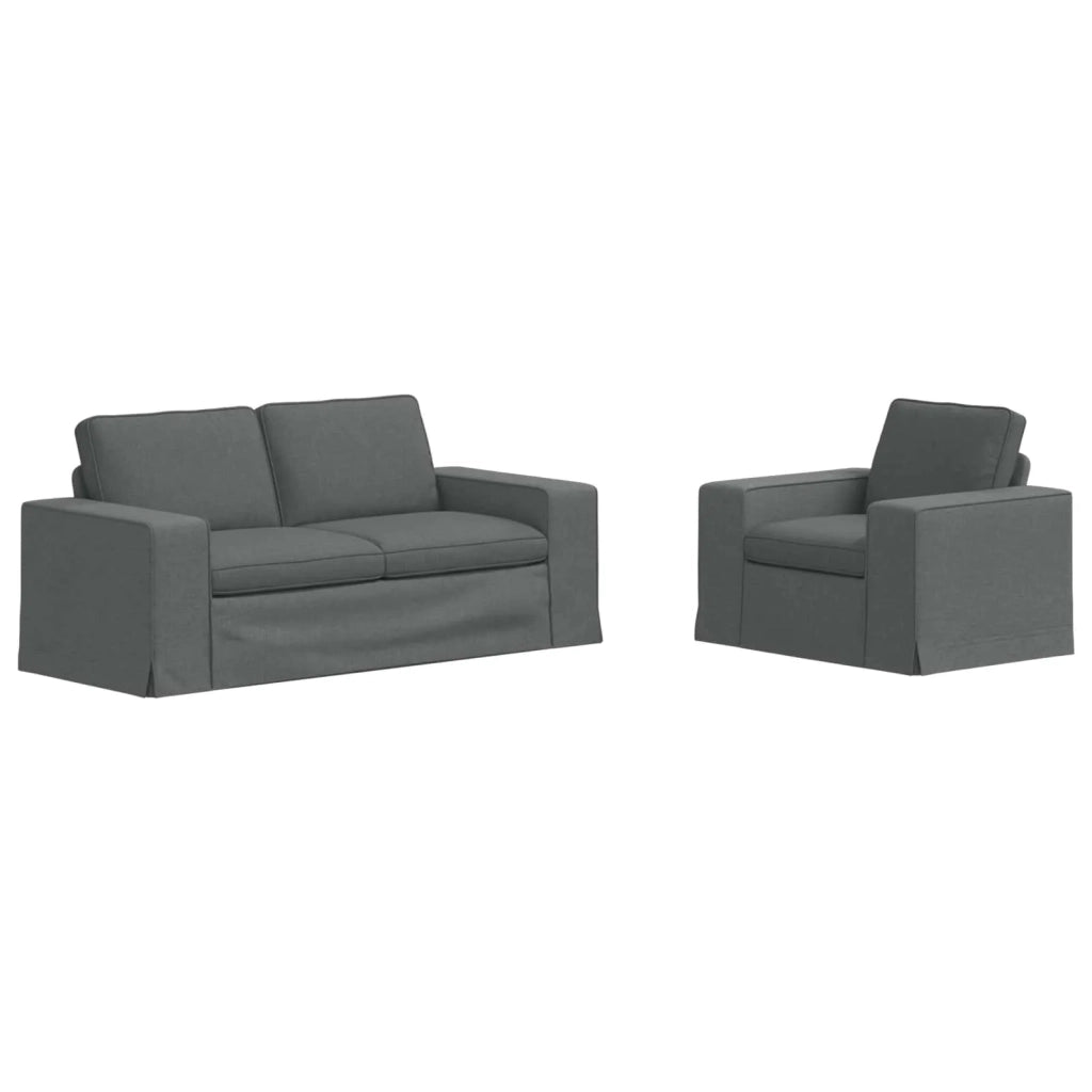 Set di divani 2 pcs Grigio scuro 182 x 80 x 82 cm Tessuto
