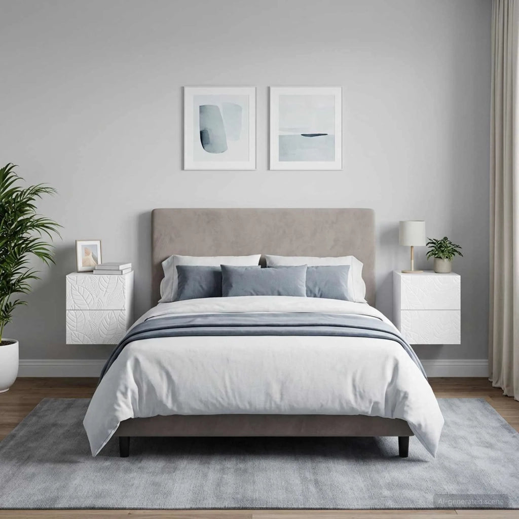 Mobiletto da notte a muro 2 pz Bianco Lucido 34,5 x 33 x 40 cm 898814