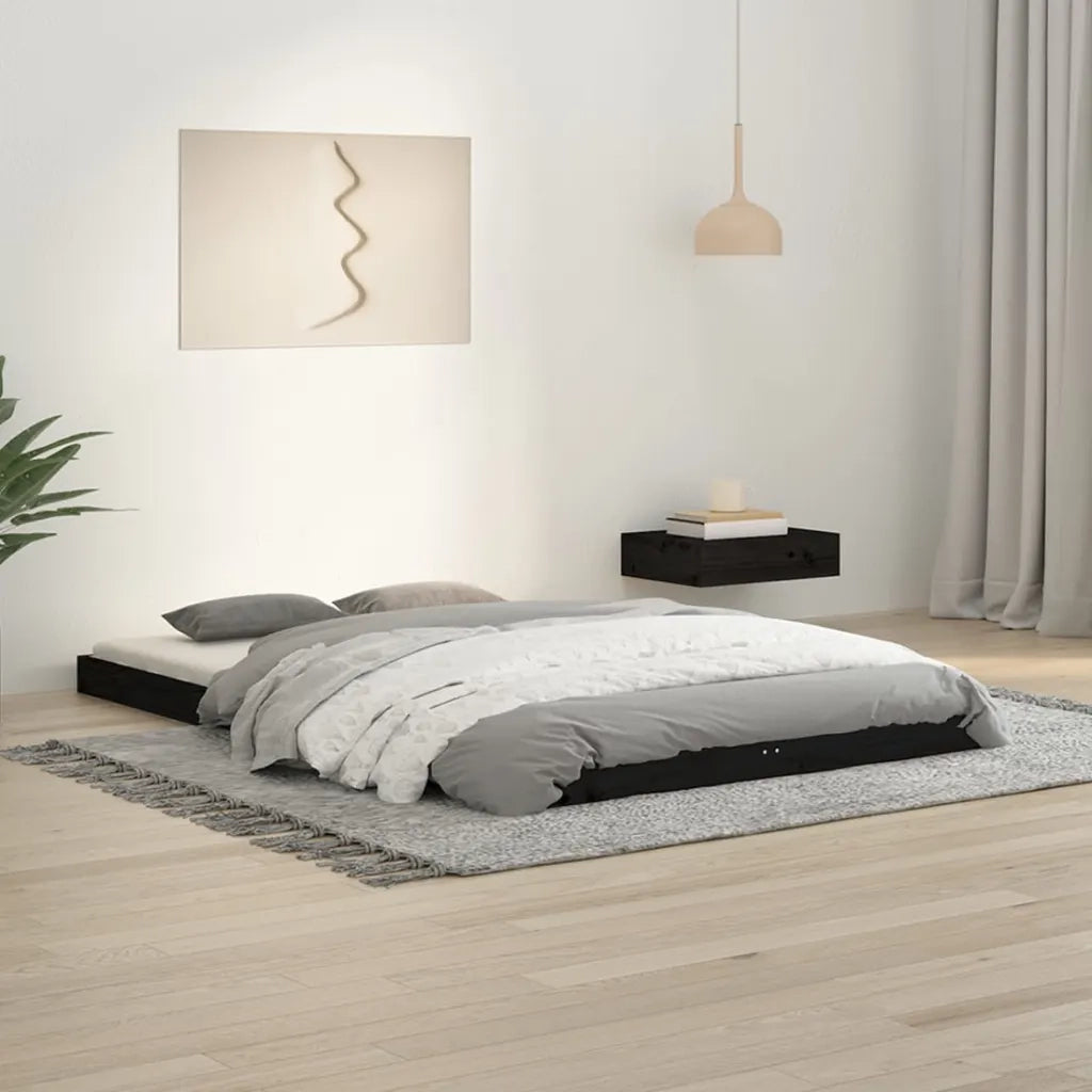 Letto matrimoniale | Letto per adulti | Giroletto Nero 120x190 cm Small Double Legno Massello di Pino