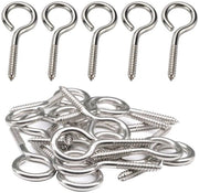 Ferraglie a Bucola - 10 Pezzi - Acciaio Inossidabile M5 - 65 mm - Bucola a Anello - Filo di Viti in Legno - Per Pareti di Soggiorno/Hangmatt/Hangstool - Bucola a Orecchio