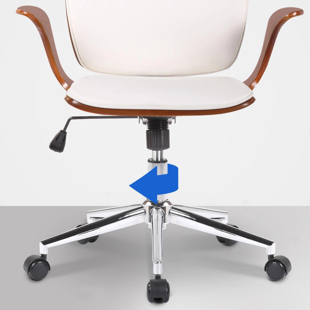 Sedia da ufficio Burbank con schienale Noce/bianco,Finta pelle
