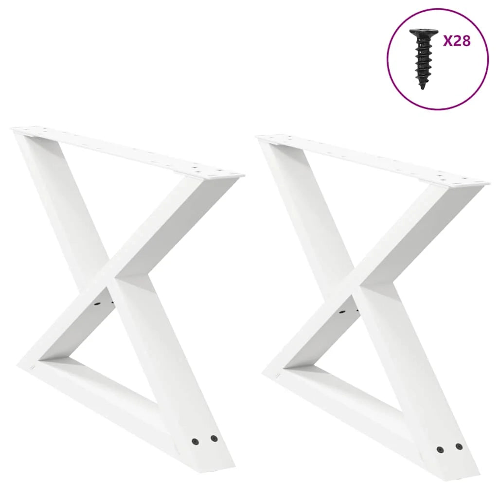 Set di 2 eleganti gambe per tavolino moderno 70 x 42-43,3 cm in acciaio bianco 02_0056999