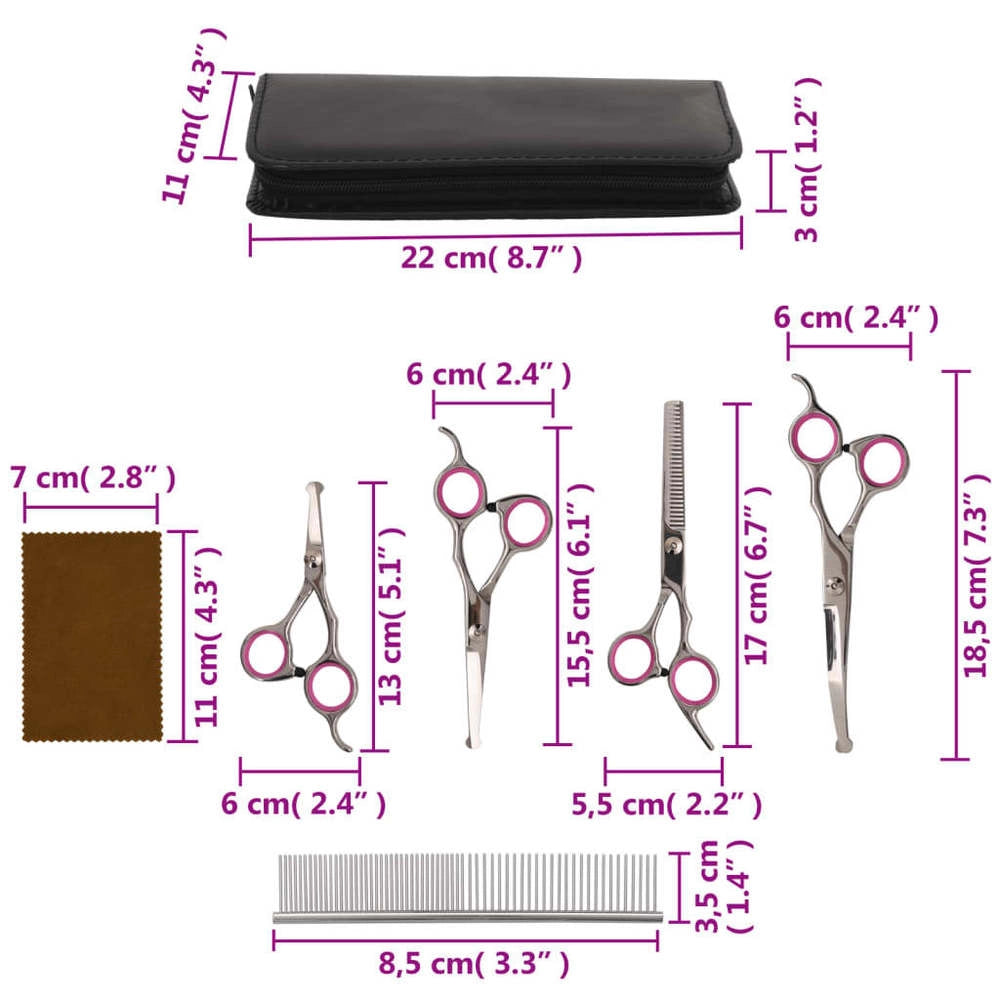 5-piece Stainless Steel Dog Grooming Scissors Set