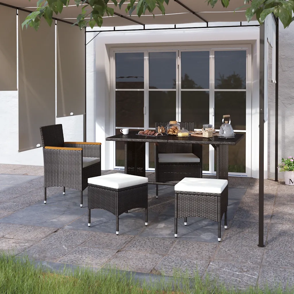 Set Sedie e Sgabelli da Giardino 4 pz in Polyrattan Nero CFW2531588
