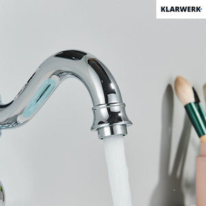 NALA | Rubinetto da bagno basso vintage Gastro cromato lucido |. Rubinetto per lavabo retrò premium in acciaio inossidabile piccolo |