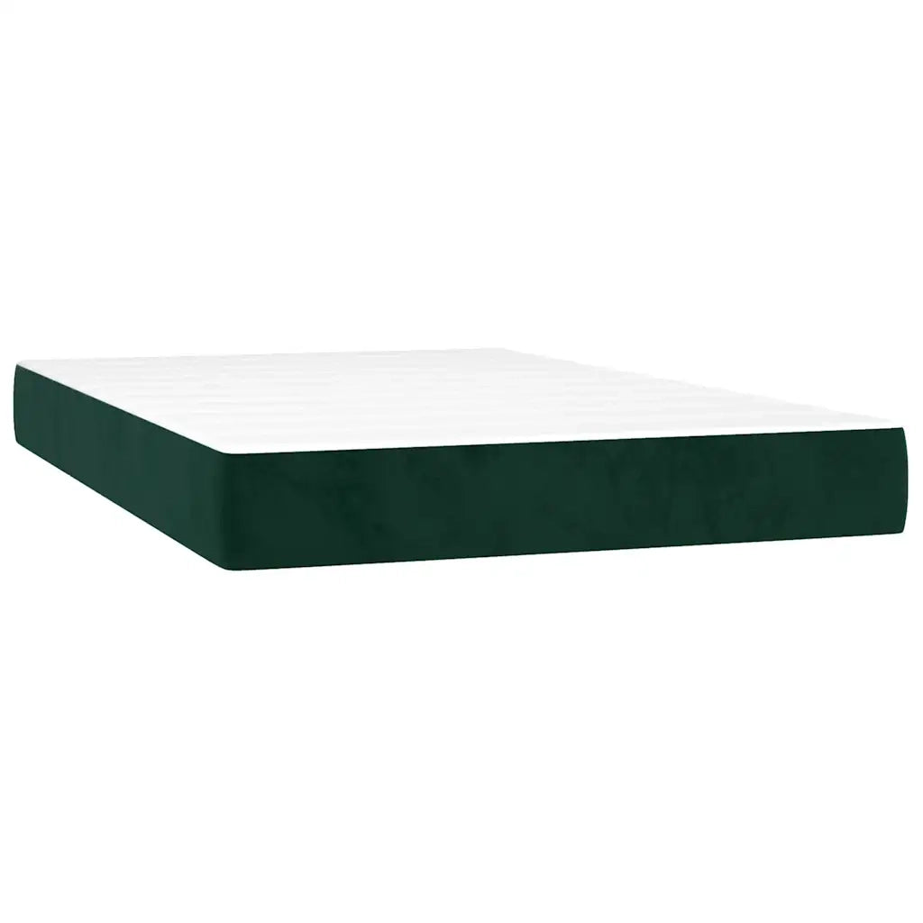 Letto a Molle con Materasso e LED Verde Scuro 120x200cm Velluto