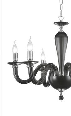 LAMPADARIO RAVEL 3 LUCI ATTACCO E14 NERO E CROMO D.60CM