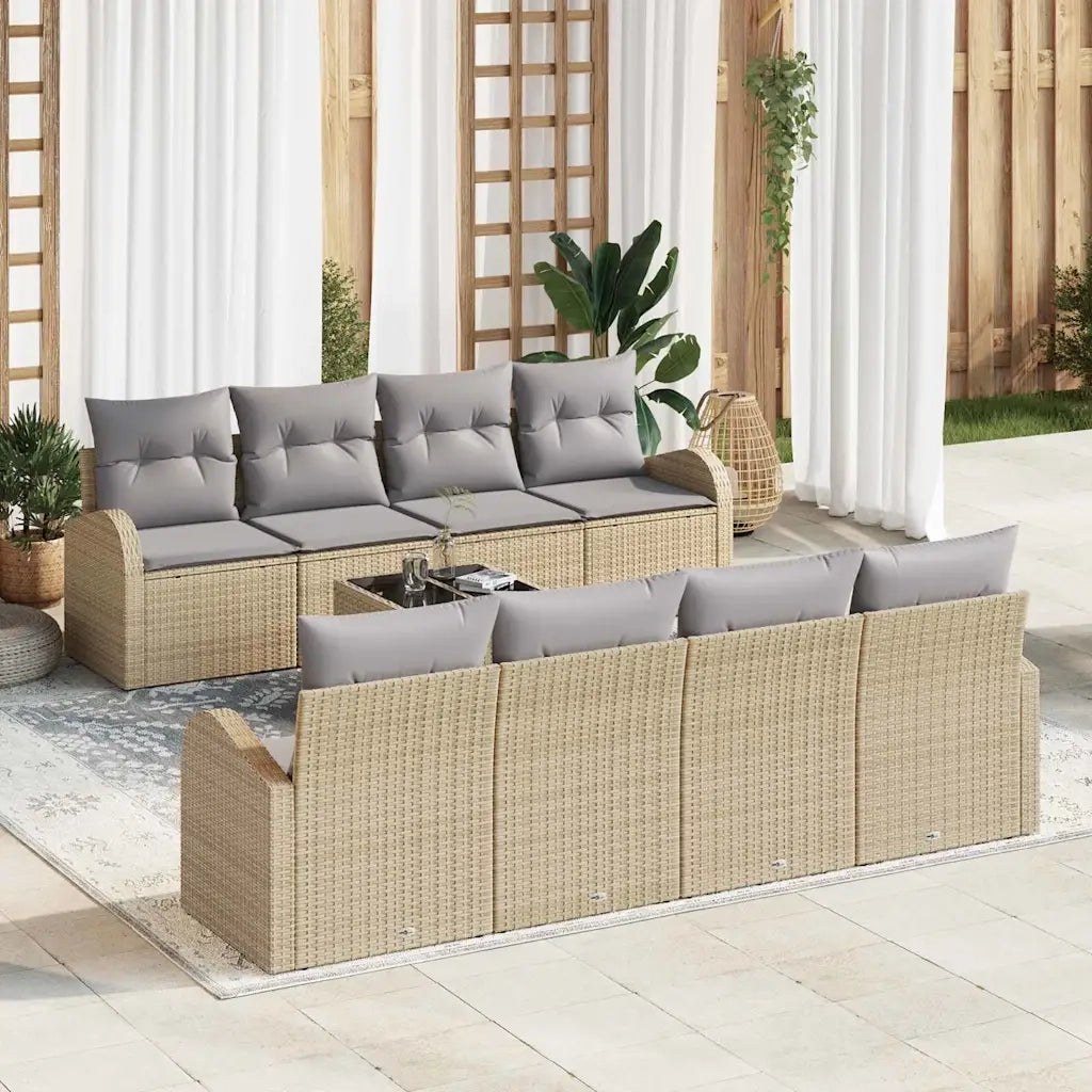 Set Divano da Giardino 9 pcs Beige e grigio polyrattan 3354639