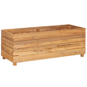Aiuola rialzata con fioriera 100 x 40 x 38 cm legno di teak riciclato e acciaio 02_0000895