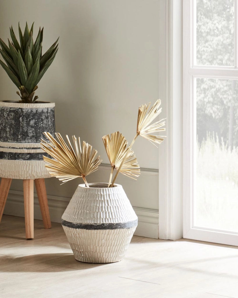Vaso da fiori tradizionale da interno per esterni in ossido di magnesio beige stile boho