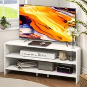 Mobile TV ad Angolo per 47" max con 2 Ripiani Aperti, in Legno, 110x36x45 cm, Bianco