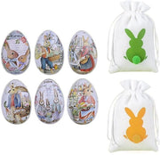 Set di 6 uova di Pasqua colorate - Decorazione riutilizzabile - Nero - Ideale per dolci e biscotti - Adatto per bambini - Scatola metallica
