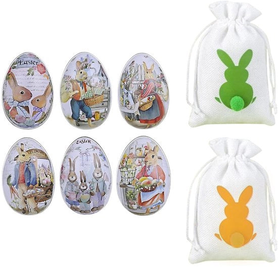Set di 6 uova di Pasqua colorate - Decorazione riutilizzabile - Nero - Ideale per dolci e biscotti - Adatto per bambini - Scatola metallica