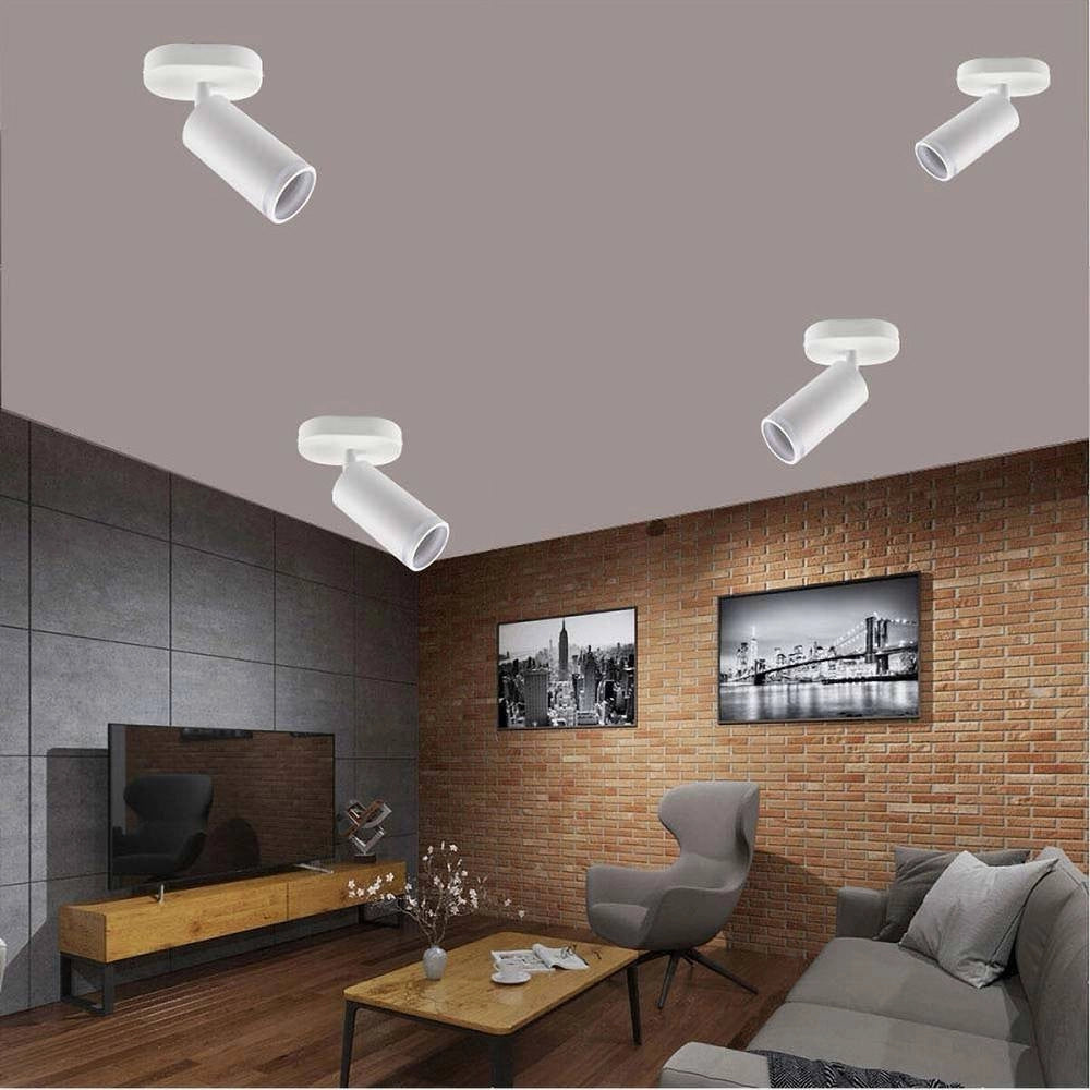 Trade Shop - Applique Plafoniera Orientabile Da Soffitto Parete 1 Diffusore Lampada Gu10 Ts-1 - Bianco