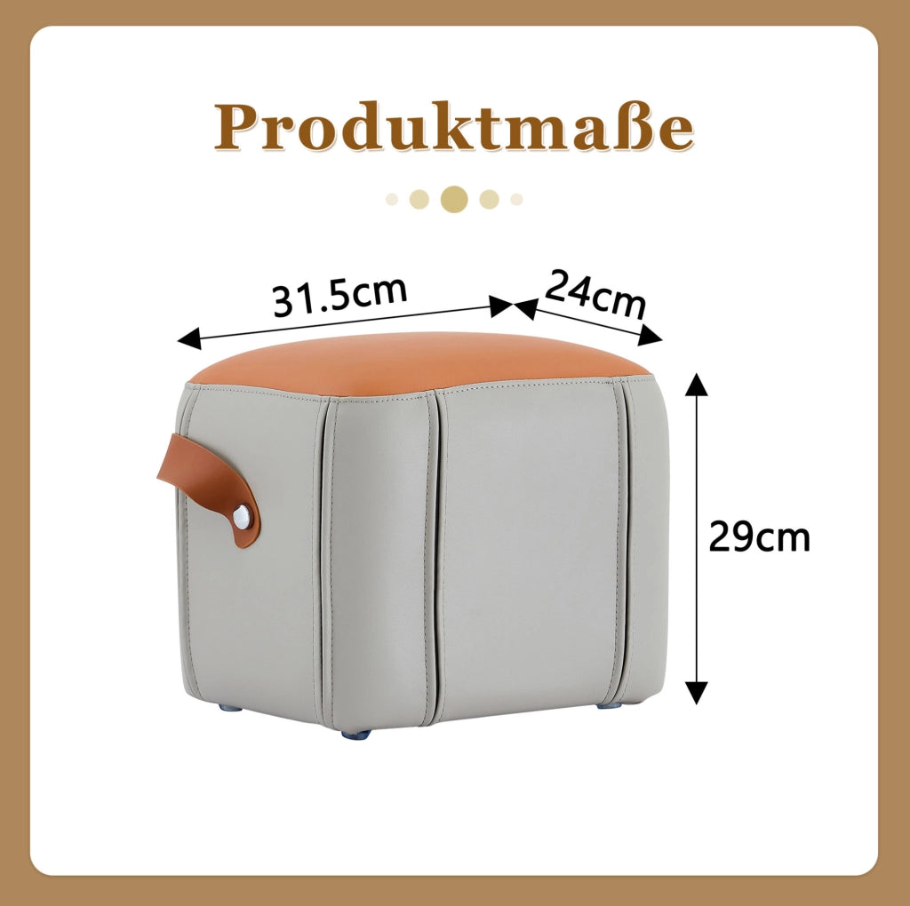 Pouf moderno con maniglia in PU grigio